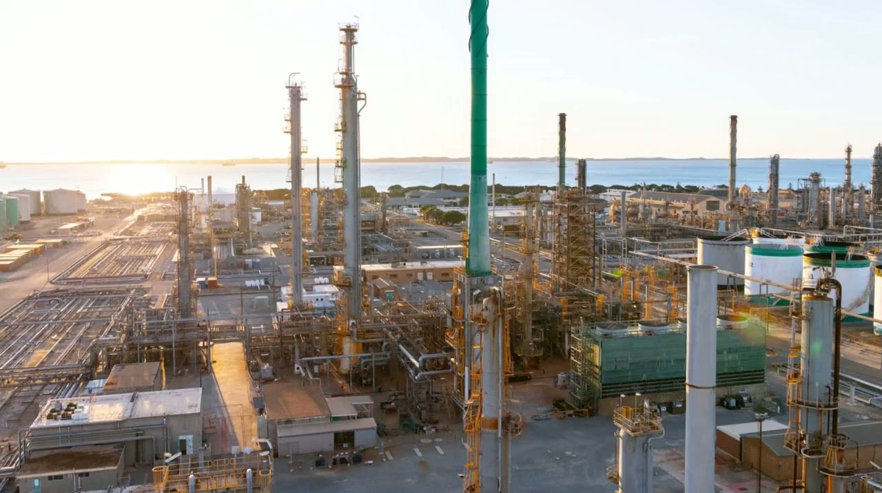 Footage moving through pressure equipment and pipework on an industrial site